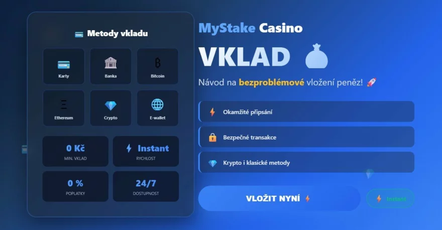 Vklad do MyStake casina 🚀 | Návod a metody na bezproblémové vložení peněz 💰