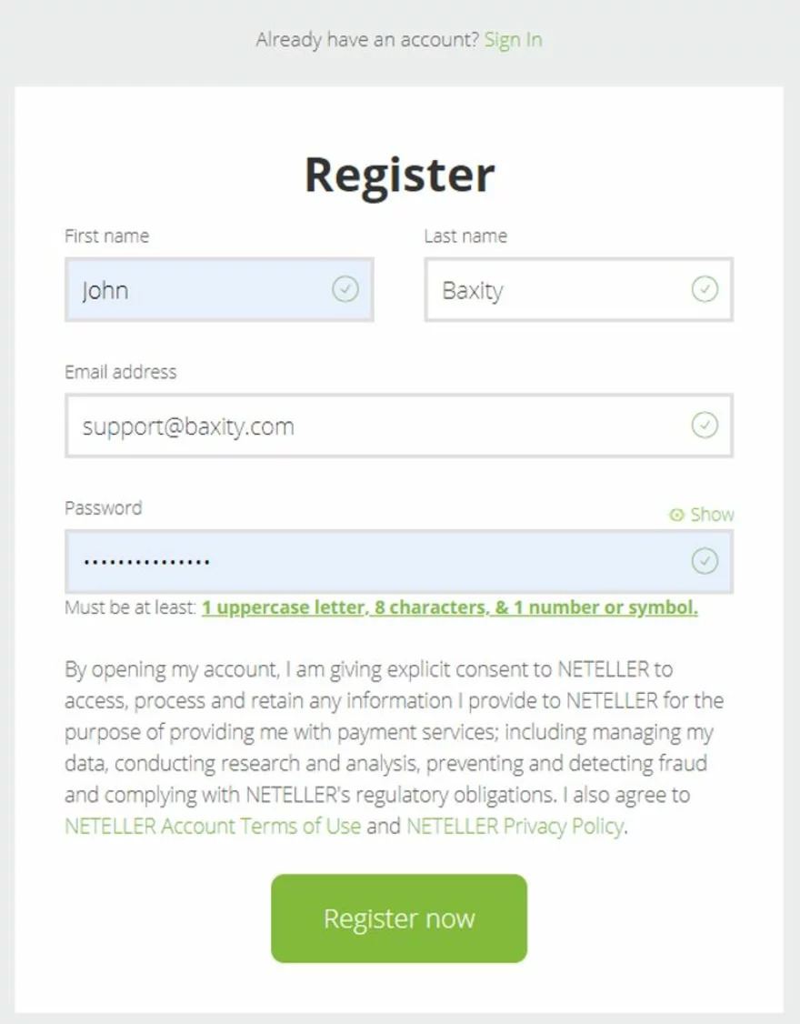 REGISTRACE u Neteller