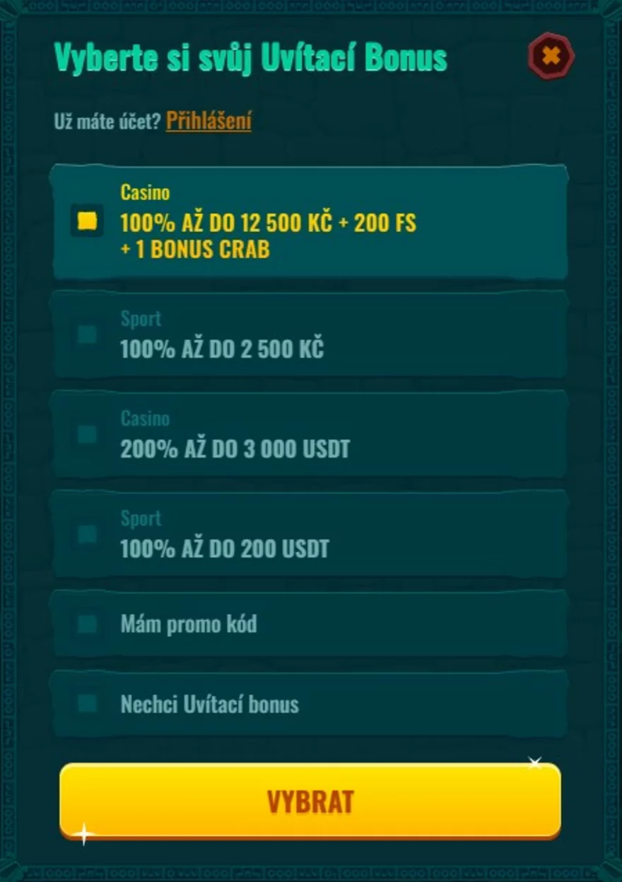 Spinanga promokód při registraci