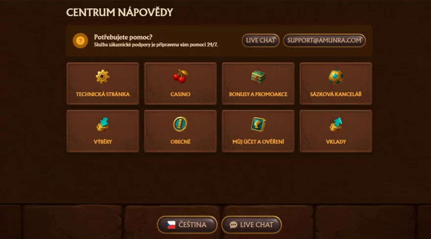 AmunRa zákaznická podpora