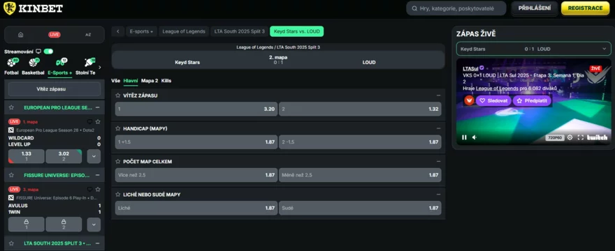 Kinbet: Live sázky a livestreamy