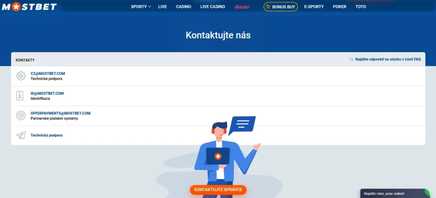 MostBet zákaznická podpora