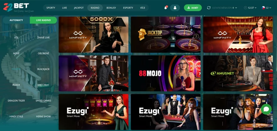 22bet živé casino recenze