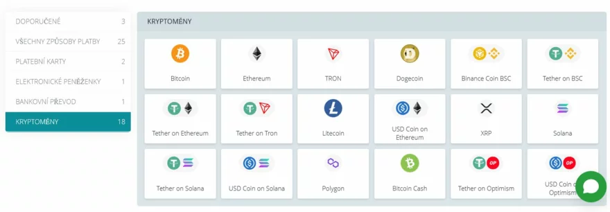 Podpora kryptoměn a stablecoinů v casinu 22bet