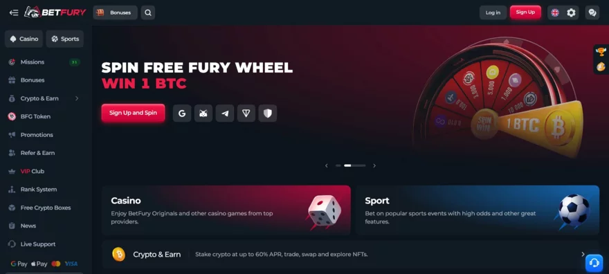 betfury online casino domovska stranka s bonusem