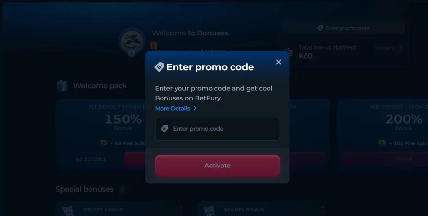 jak vložit promokód do betfury