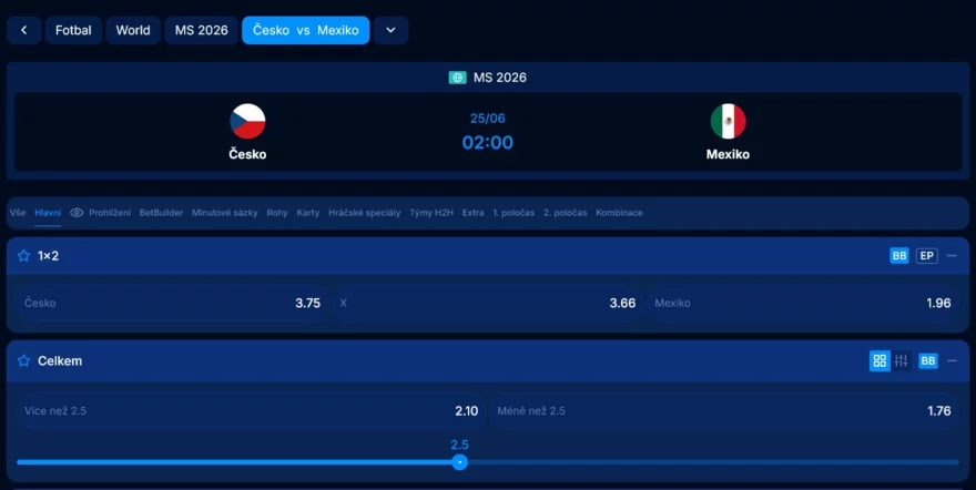 Česko Mexiko Boomerang bet kurzy
