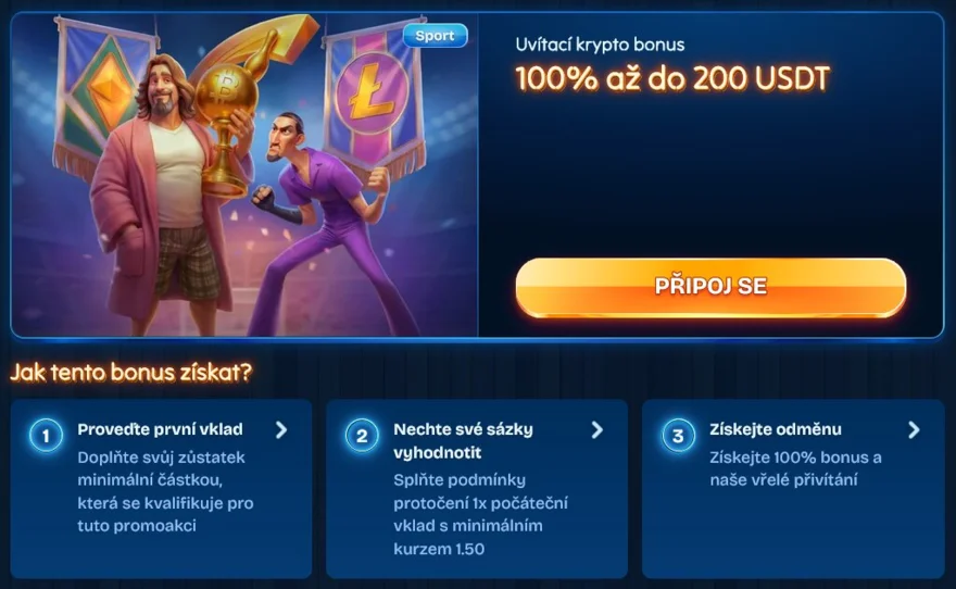 Uvítací krypto bonus na DudeSpin pro vklady pomocí kryptoměn