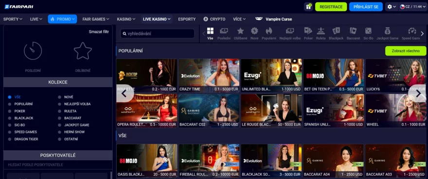 fairpari casino rychlý výběr a nabídka her
