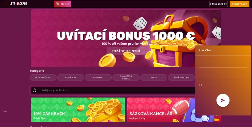 letsjackpot chat s podporou