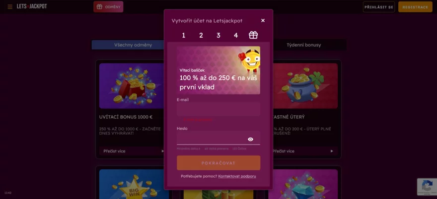 letsjackpot casino registrace s bonusem