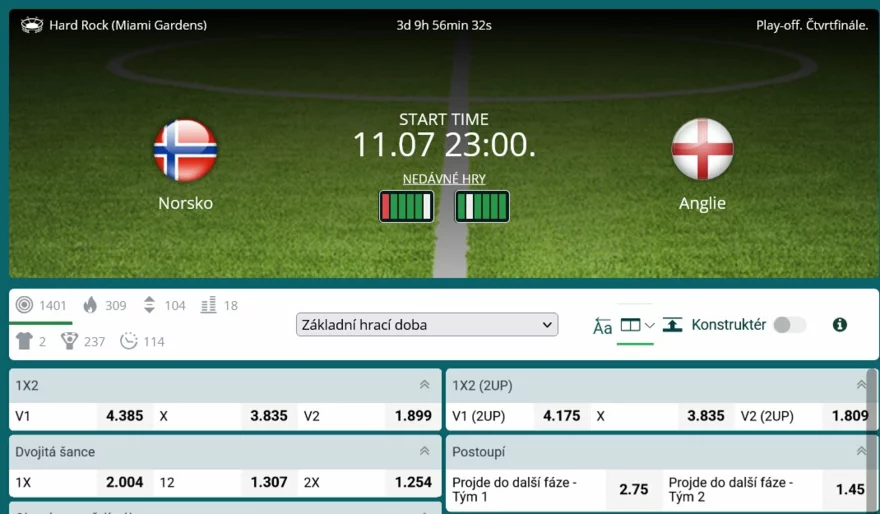 Norsko vs anglie tipy kurzy analýza 2026