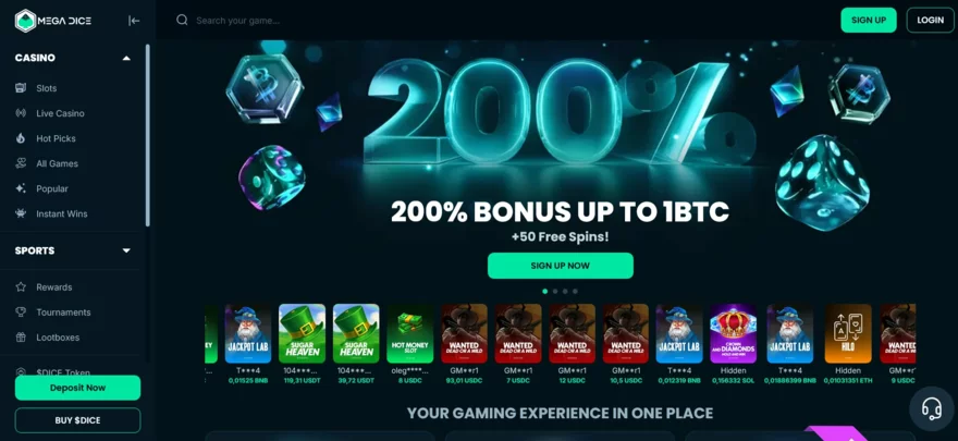 mega dice casino recenze