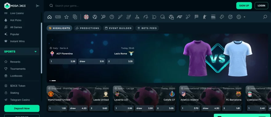 mega dice sportovní sázky