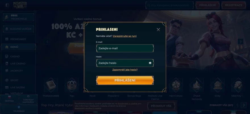 monsterwin casino přihlášení