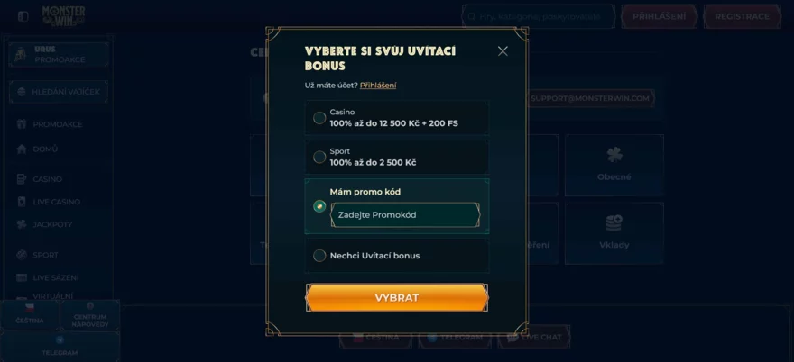monsterwin casino promo kód