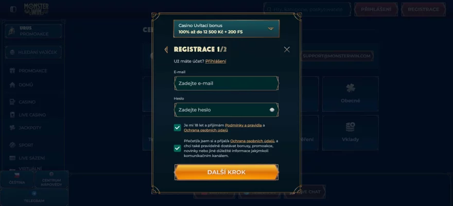 monsterwin casino registrace a kyc