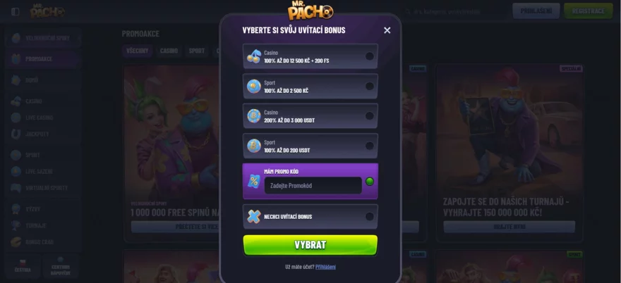 mr pacho registrace