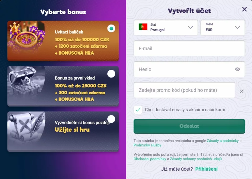 kam zadat promo kód na Safe Casinu
