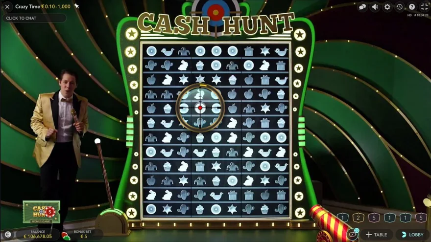 cash hunt ve hře Crazy Time
