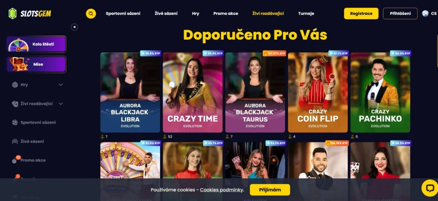 slotsgem živé casino pro hráče z ČR