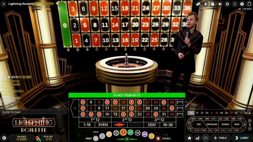 lightning roulette místnost s krupiérem