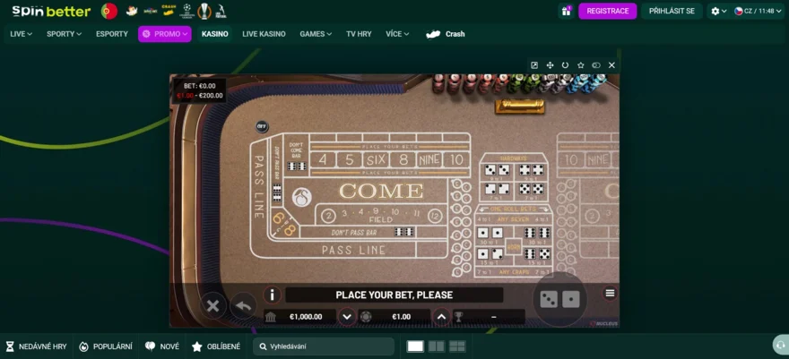 hraní kostek zdarma v casinu SpinBetter