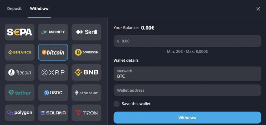mystake withdrawal