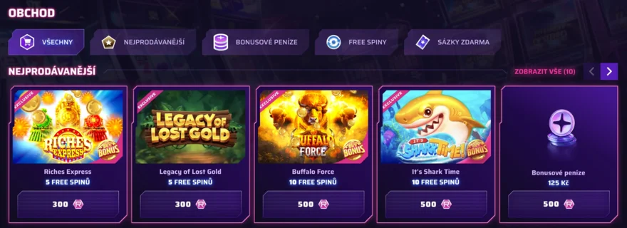 roby casino bonus obchod