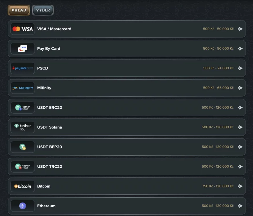 astromania casino platební metody