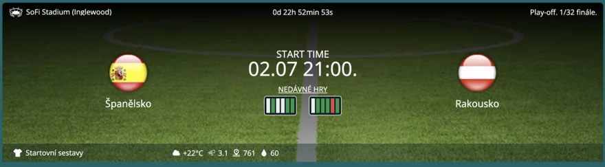 spanelsko vs rakousko ms fotbal 2026 22bet