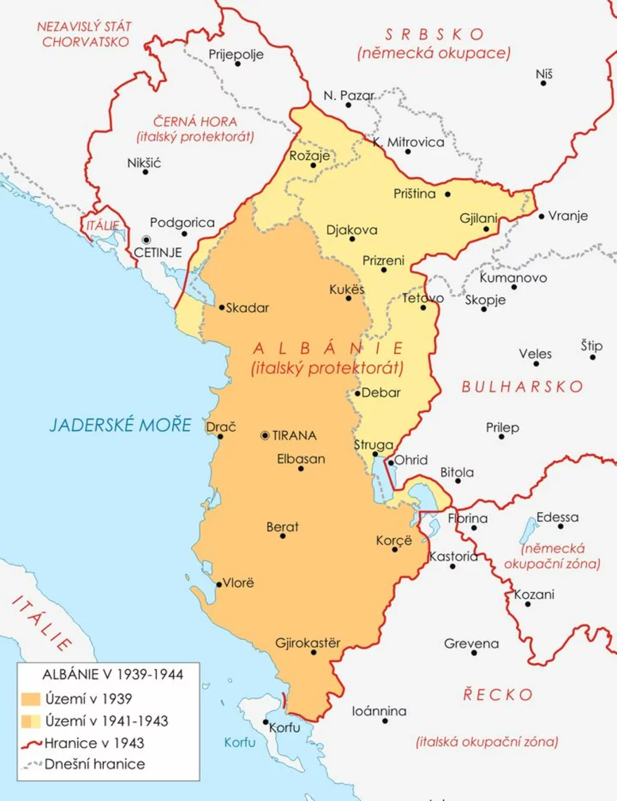 Albánie - mapa
