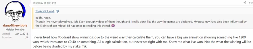 Online casino fórum vlákno - příspěvek