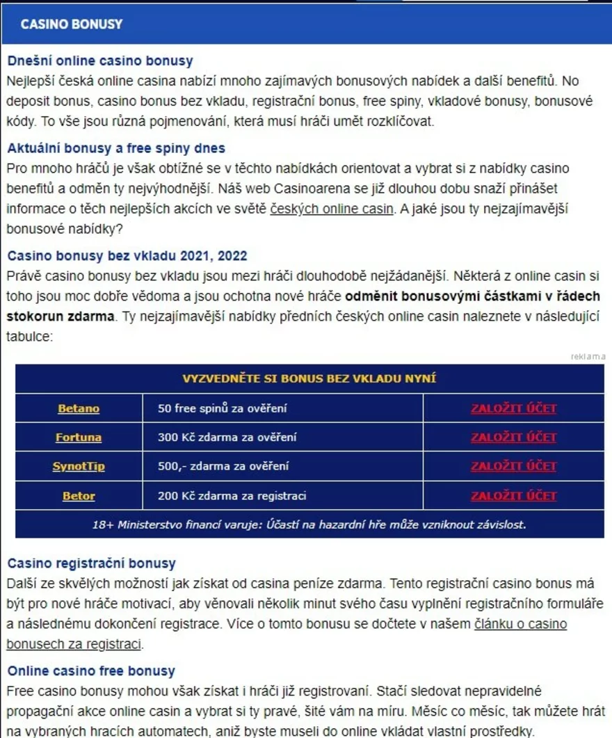 Casino bonusy