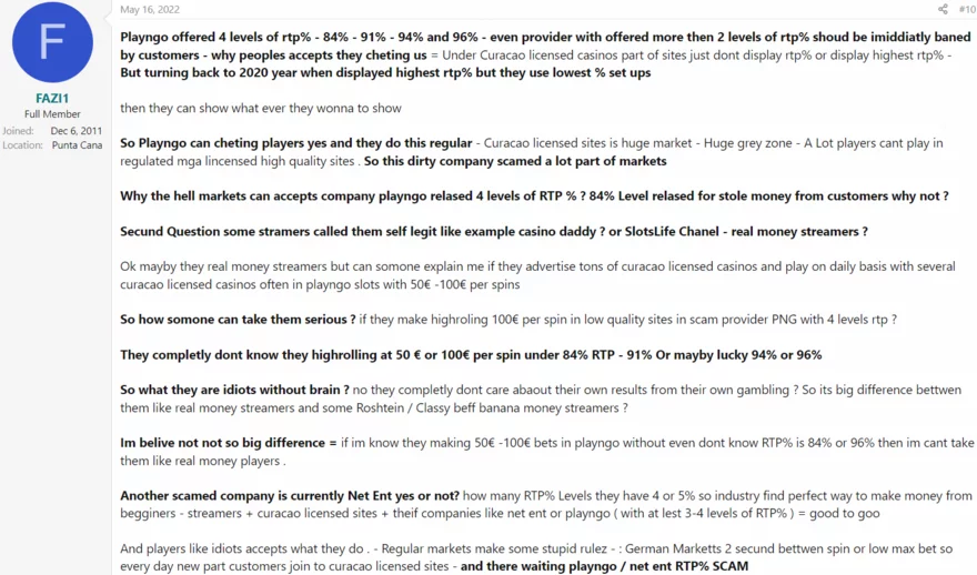 Online casino fórum - vlákno - příspěvek