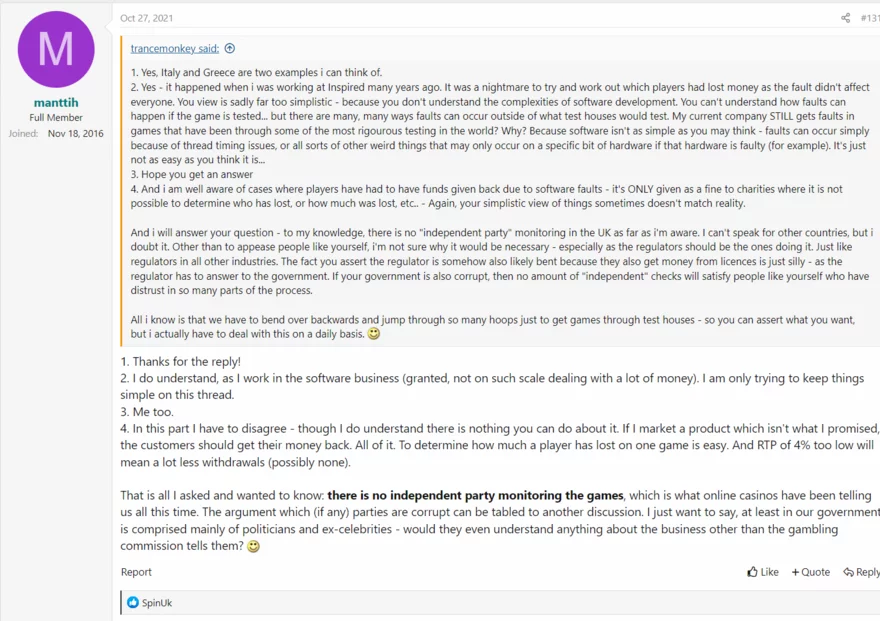 Online casino fórum - vlákno - příspěvek