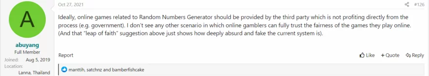 Online casino fórum - vlákno - příspěvek