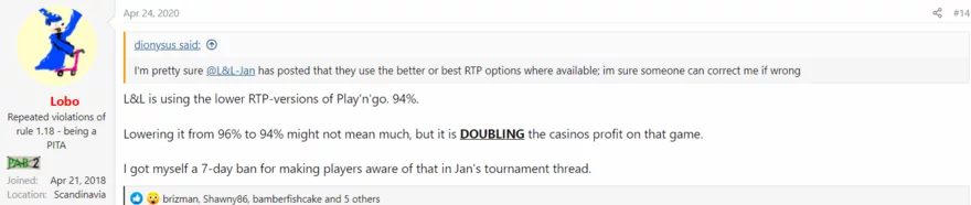 Online casino fórum - vlákno - příspěvek