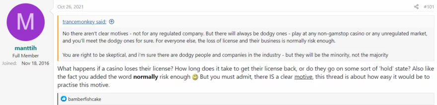 Casino fórum vlákno - příspěvek