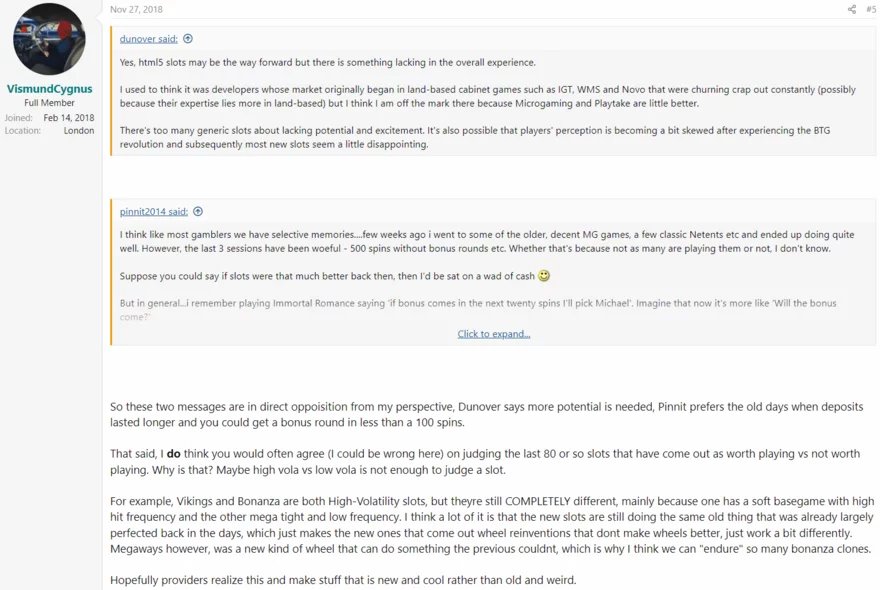 Online casino fórum vlákno - příspěvek