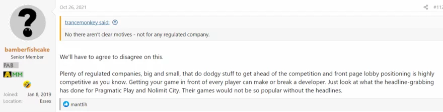 Casino fórum vlákno - příspěvek