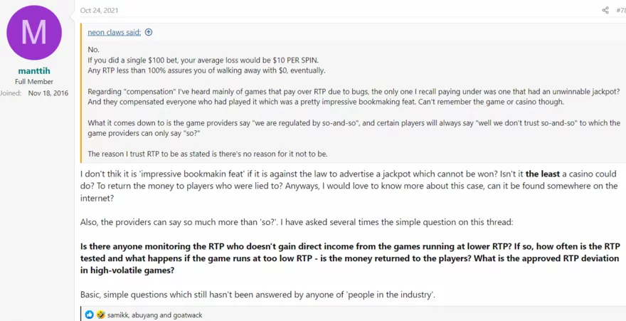 Casino fórum vlákno - příspěvek