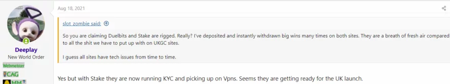 Online casino fórum vlákno - příspěvek