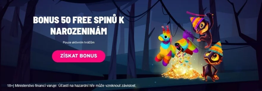 Bonus 50 free spinů k narozeninám