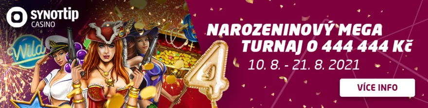 Synot Tip Casino turnaj na automatech o 444 444 Kč!