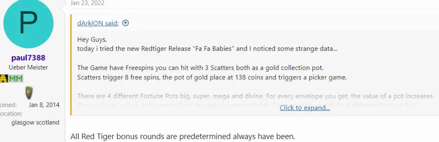 Online casino fórum vlákno - příspěvek