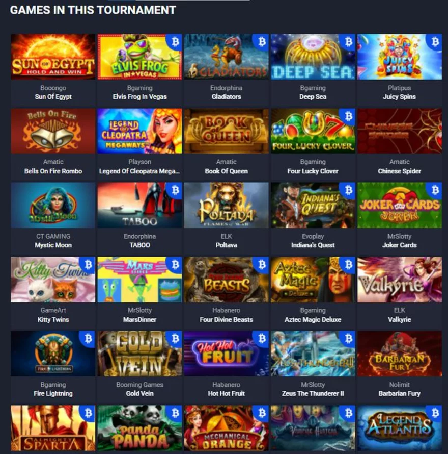 Getslots turnaj Midweek - hry zapojené do turnaje