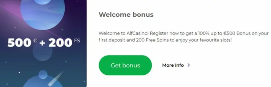 Alf Casino welcome bonus - detail