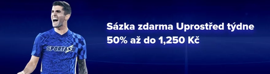 Sázka zdarma v hodnotě až 1 250 Kč!
