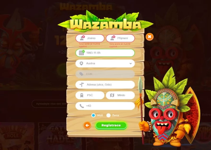 Wazamba registrace